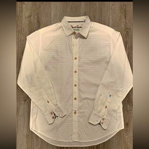 Robert Graham Exclusive Geometric White Long Sleeve Shirt Size L